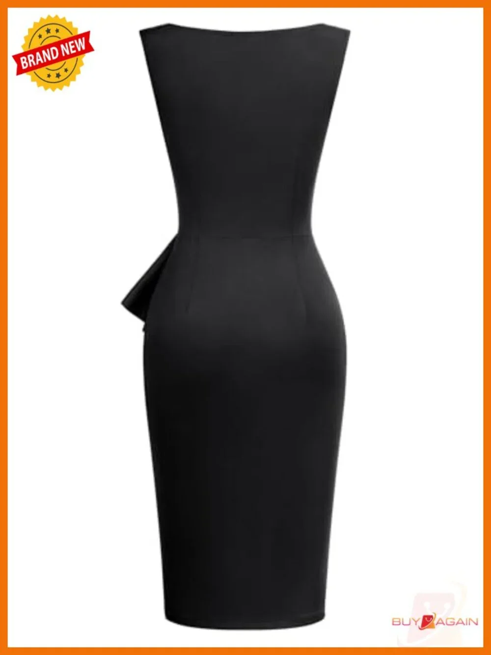 Miusol Retro Ruffle Sleeveless Slim Business Work Pencil Dress